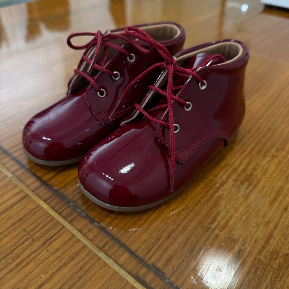 Eli 1957 Papanatas Cherry Leather Baby Lace Up Shoes AW25 Size 25